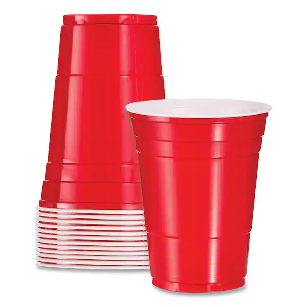 Disposable red plastic cup- 450ml (50pack)